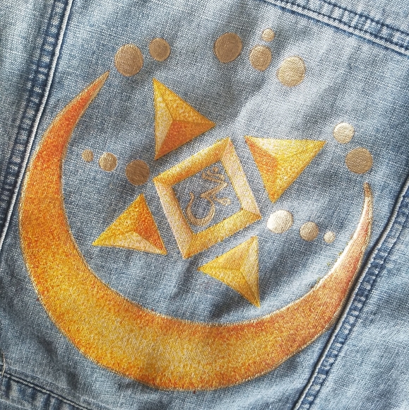Celestial Hand Painted Denim Vest - Picture 4 of 4